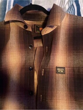 County F&B Men's Brown Plaid Button-Down Shirt Jacket